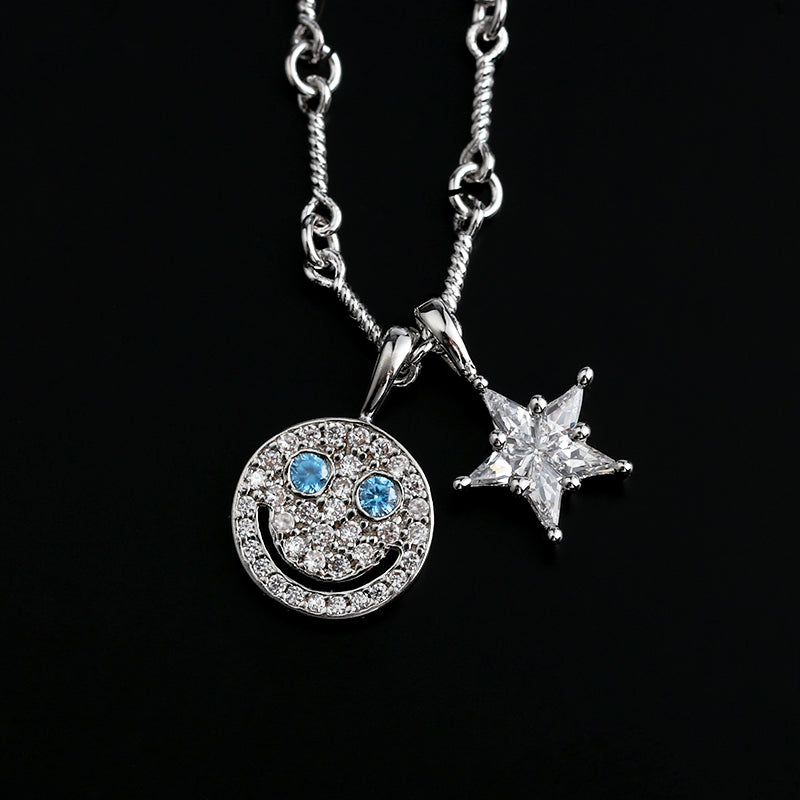 EYEFUNNY smiling face pendant necklace chain diamond vvs アイファニー POGGY KIM JONES VIRGIL JBALVIN