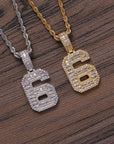 Custom number baguette pendant necklace chain dialmond fully iced instagram famous rapper jewelry hip hop top jewelers 