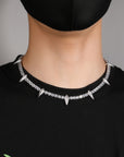 Black panther spike tennis link necklace chain short choker diamond jewelry hip hop jewelers custom diamond cosplay