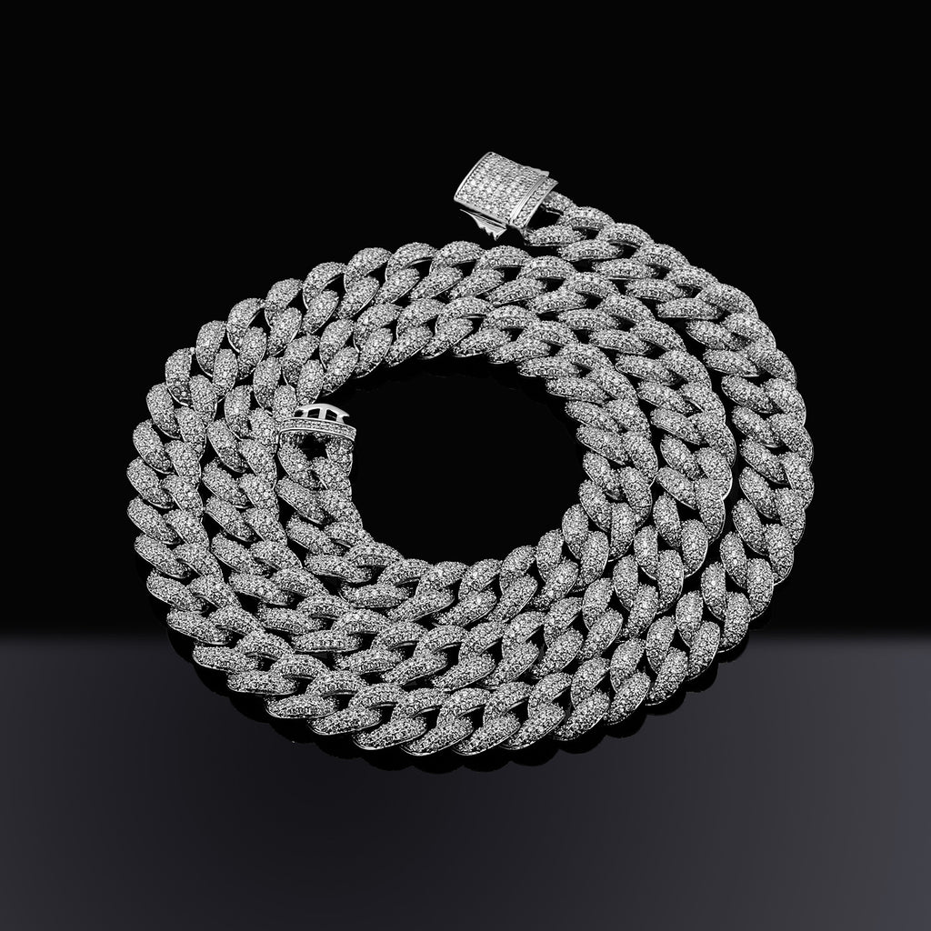 Fully iced 3D Bubble 10mm diamond cuban link necklace chain Yellow Gold high end fine jewelry ifandco jewelers travis scott