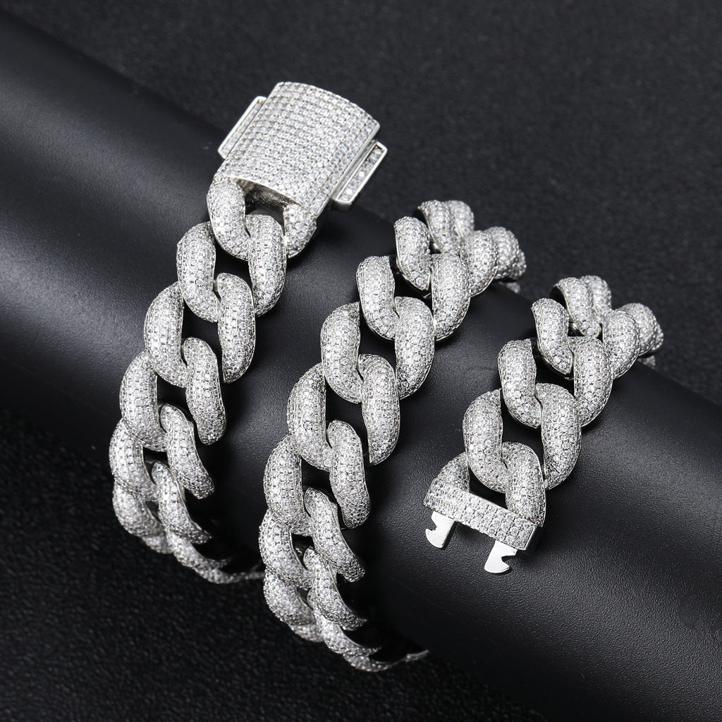 18mm rounded bubble cuban links necklace/bracelet chain 3D diamons vvs ifandco shopgld