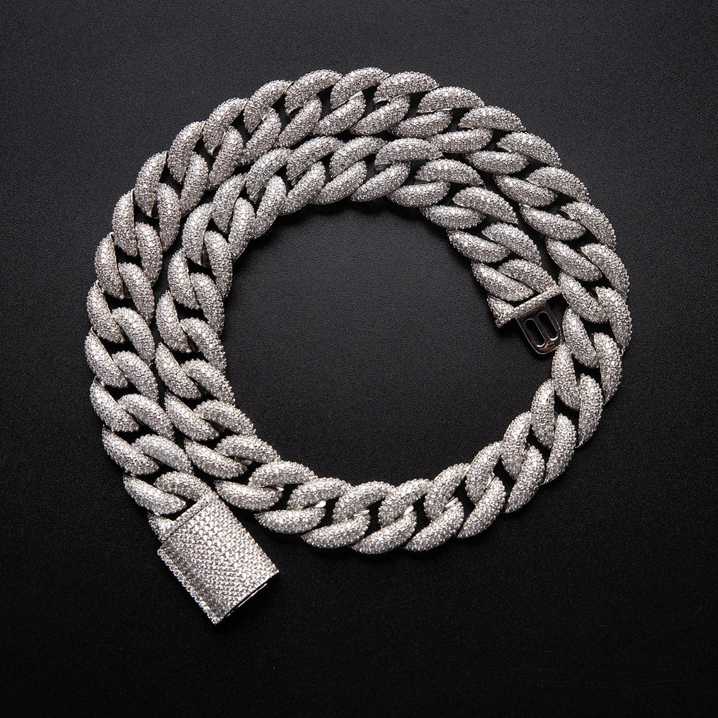 15mm rounded bubble cuban links necklace/bracelet chain 3D diamons vvs ifandco