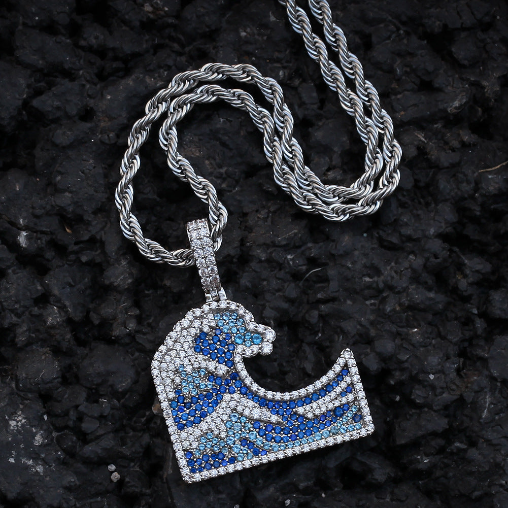 emoji wavey iphone facebook wave pendant necklace chain ifandco custom vvs diamond