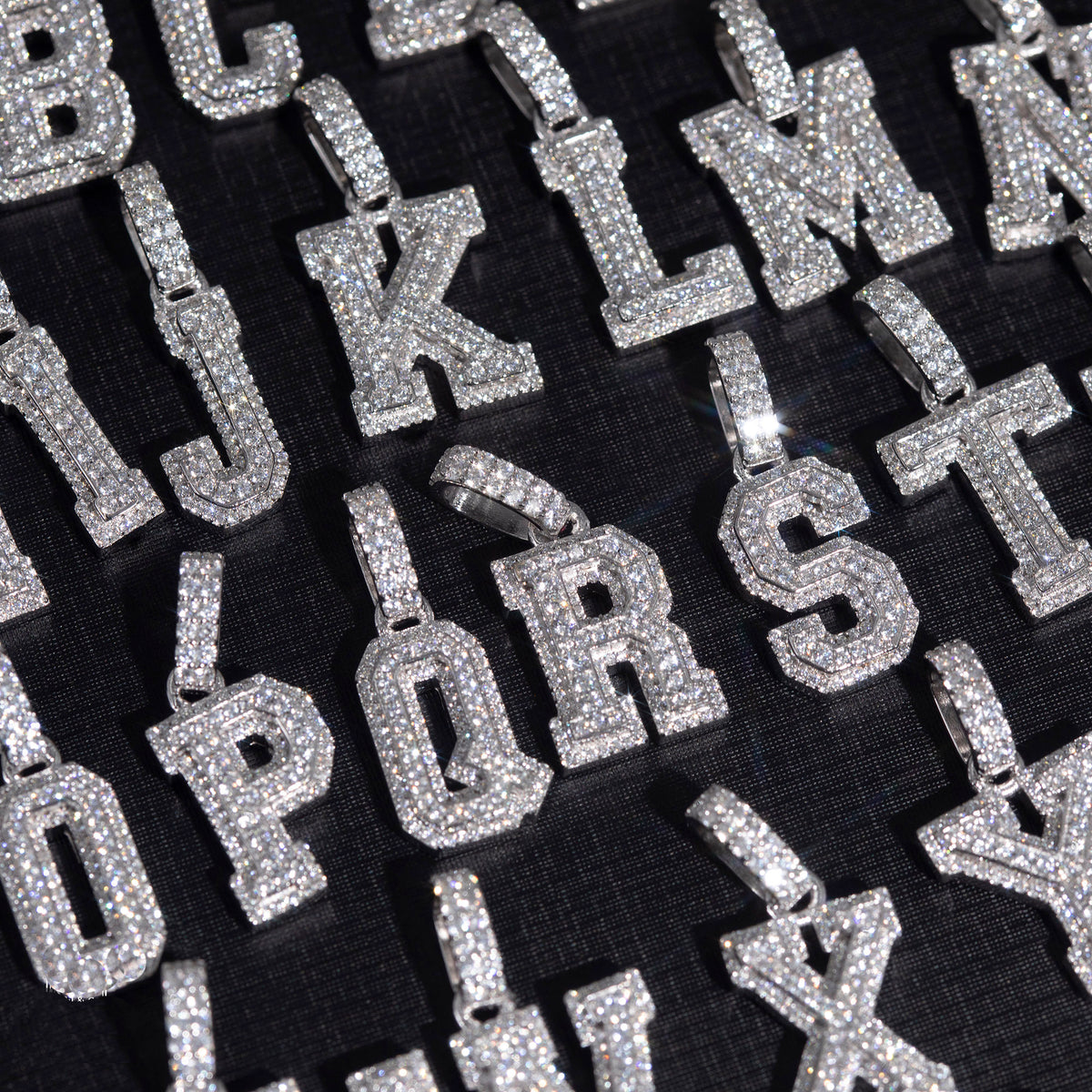 custom alphabet letter bubble nano greg yuna diamond silver white gold celebrity jewelers ifandco