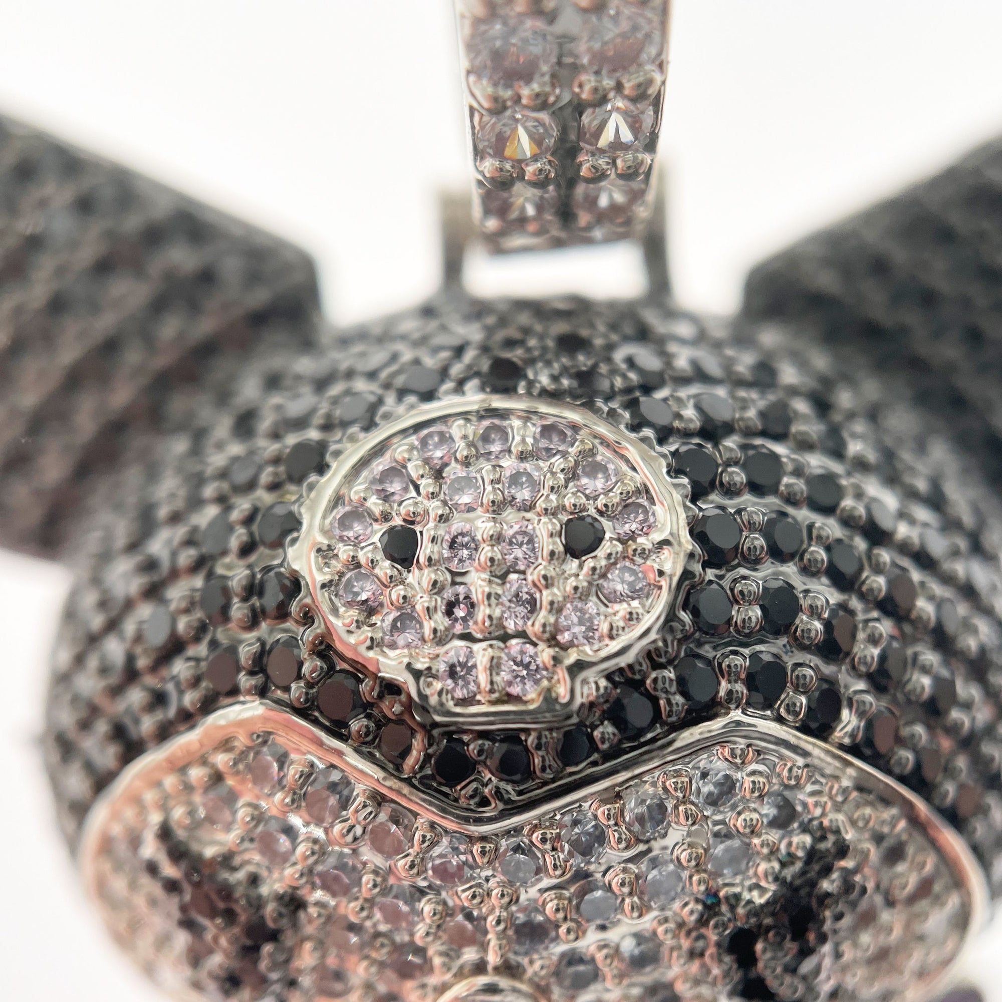 ifandco Iced Out Kuromi diamond pendant necklace with free matching chain included.