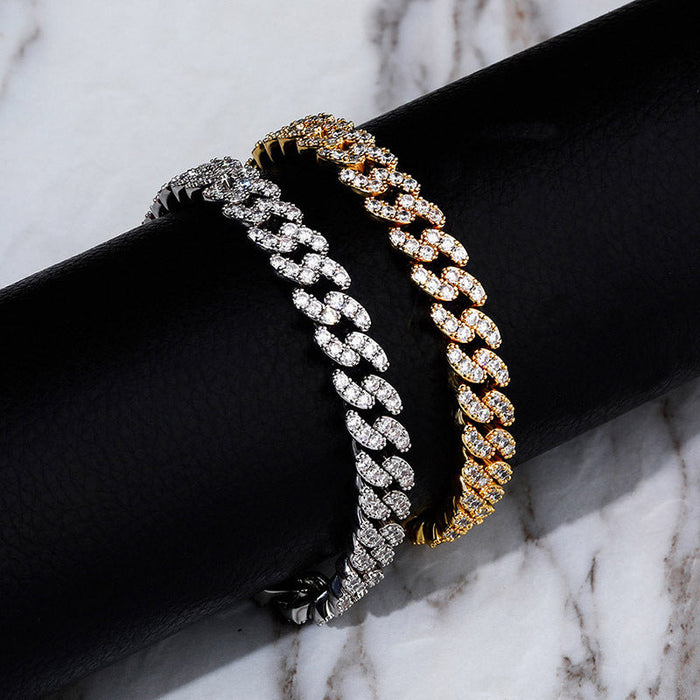 9mm cuban link chain bracelet ankle chain diamond white gold female jewelry fine jewelers farfetch