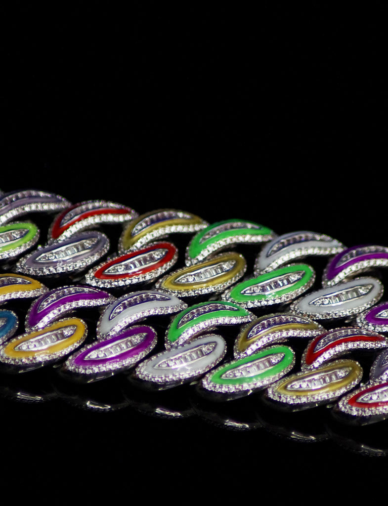 20mm glow in the dark enamel cuban link necklace chain as seen on Travis Scott Melted Utopia dream