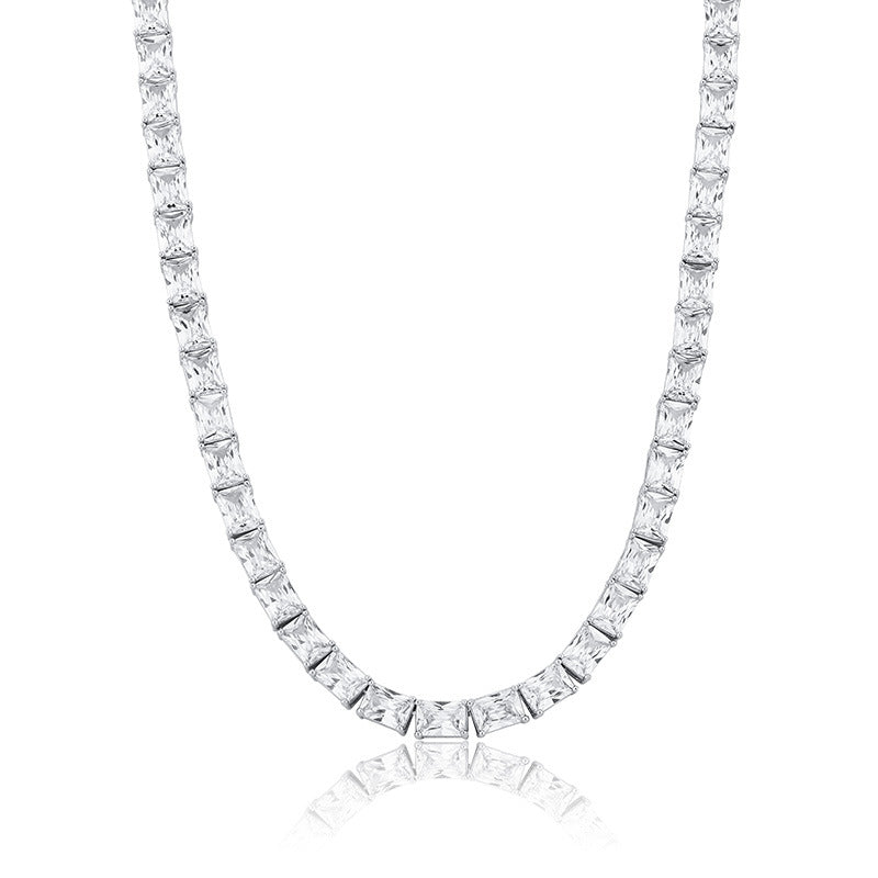 retangle radiant cut diamond tennis link necklace chain diamond white gold travis rapper hip hop jewelery jewelers celebrity