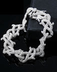 15mm Iced Barbed wire link bracelet chain shopgld gold diamond