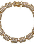 Fully iced Baguettes Cylinder Round Bracelet Yellow Gold diamonds