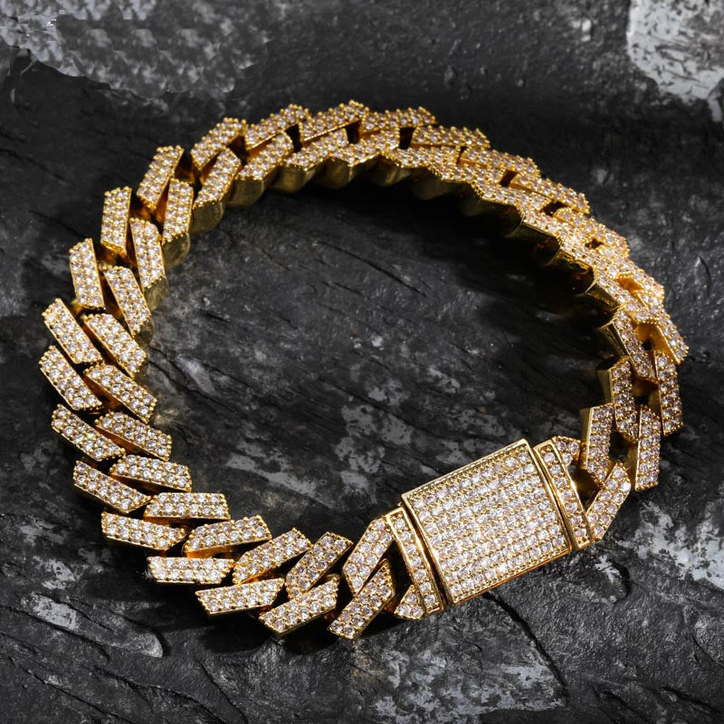 curb cuban link 14mm necklace bracelet chain fully iced custom clasp diamond ifandco