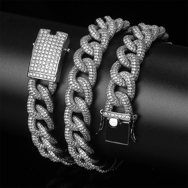 15mm cuban link fully iced micro pave diamond travis scott playboi carti asap rocky ian connor vlone vvs