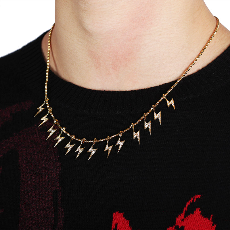 Farfetch Eyefunny diamond thunderbolt thunder pendant choker necklace nigo poppy kim jones 