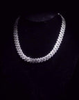fully iced out 12mm curb cuban link necklace chain in baguette diamond White Gold shopgld