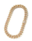 15mm cuban link necklace chain in baguette diamond White Gold Yellow Gold sterling silver hip hop jewelry cheap best quality custom made