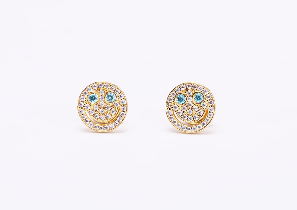 Eyefunny smiling face stud earring as seen on jbalvin chain Bijouterie Gonin