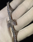 4mm tennis link with fully iced 3 butterflies short diamond necklace choker White Gold kylie jenner kardashians