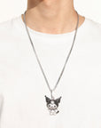 ifandco Iced Out Kuromi diamond pendant necklace with free matching chain included.