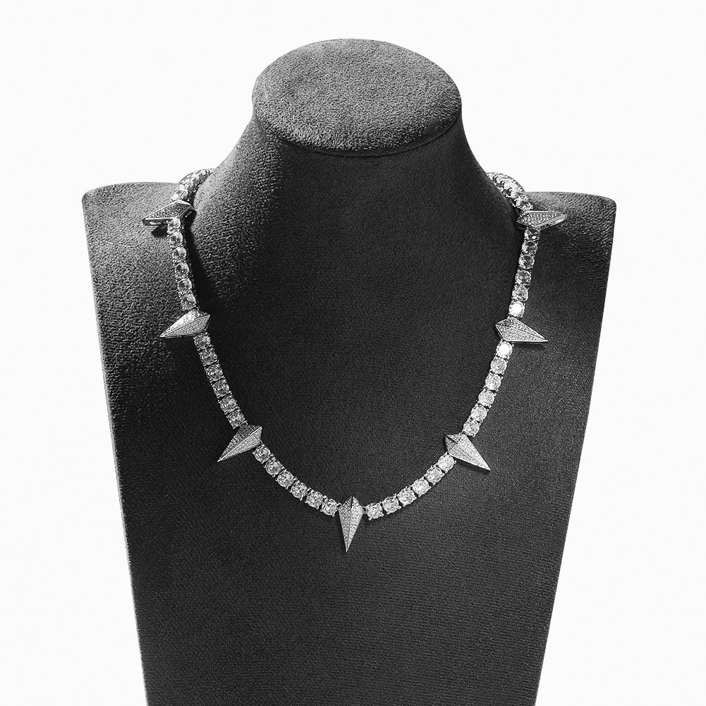 Black panther spike tennis link necklace chain short choker diamond jewelry hip hop jewelers custom diamond cosplay