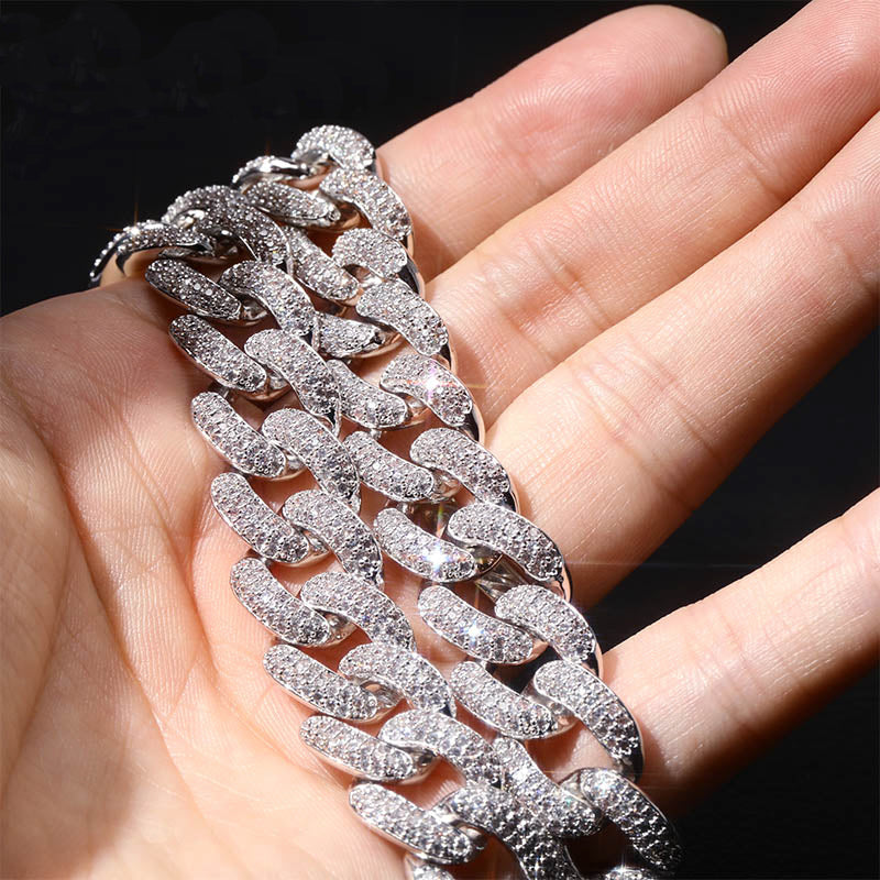14mm cuban link fully iced micro pave diamond travis scott playboi carti asap rocky ian connor vlone vvs