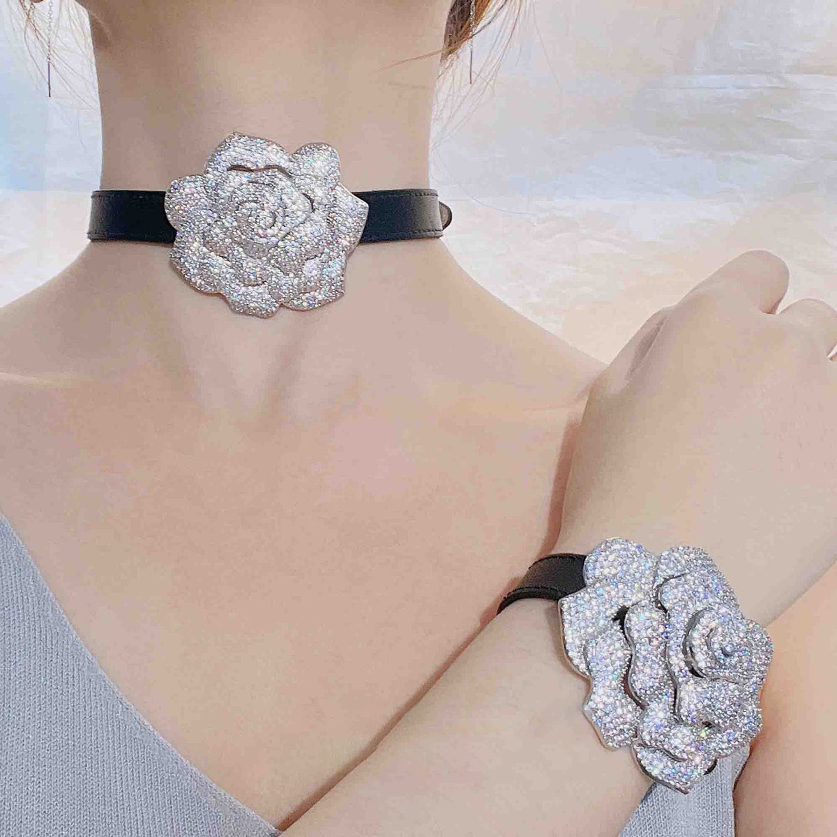 Piaget rose diamond bangle bracelet watch leather strap diamonds