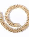 17mm fully iced baguette diamond cuban link necklace chain White Gold yellow gold asap rocky playboi carti lil uzi vert hip hop jewelry custom made