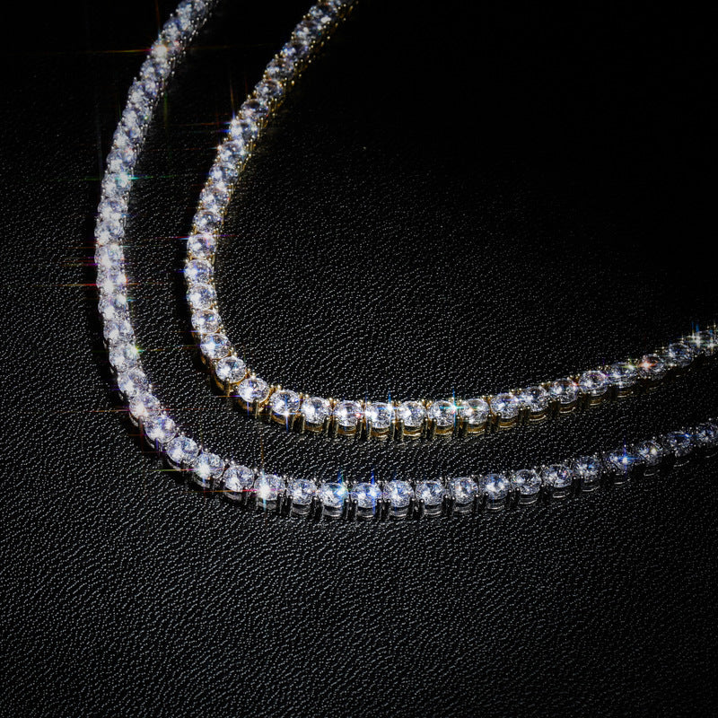 4mm tennis link silver white gold diamond necklace short diamond necklace choker White Gold kylie jenner kardashians fashion nova shein