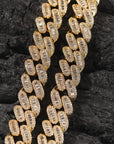15mm cuban link necklace chain in baguette diamond White Gold Yellow Gold sterling silver hip hop jewelry cheap best quality custom made