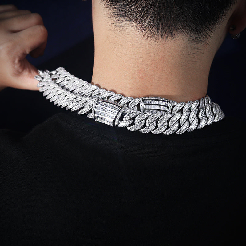 Baguette cuban links necklace chain 25mm