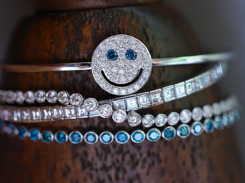 EYEFUNNY smiling face bangle bracelet smiley diamond vvs アイファニー POGGY KIM JONES VIRGIL JBALVIN