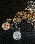 eyefunny smiling face thunder pendant necklace chain diamond jbalvin kim jones clot virgil offwhite