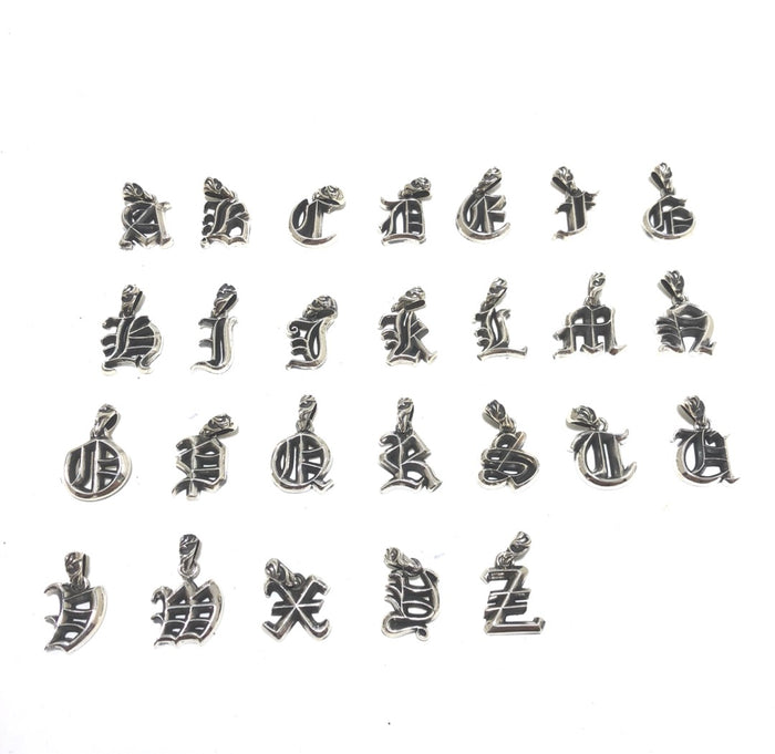 Custom Gothic font A-Z alphabet letter 925 silver