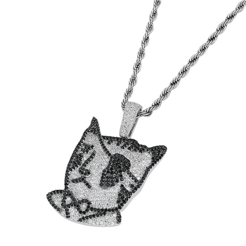 lil uzi vert tattoo cat pendant necklace chain luv free chain diamond vvs ifandco liluzivert