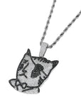 lil uzi vert tattoo cat pendant necklace chain luv free chain diamond vvs ifandco liluzivert