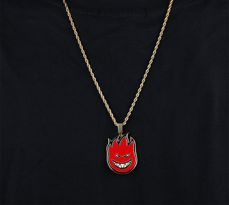 La flame reversed travis scott pendant necklace chain new jewelry kylie jenner astroworld