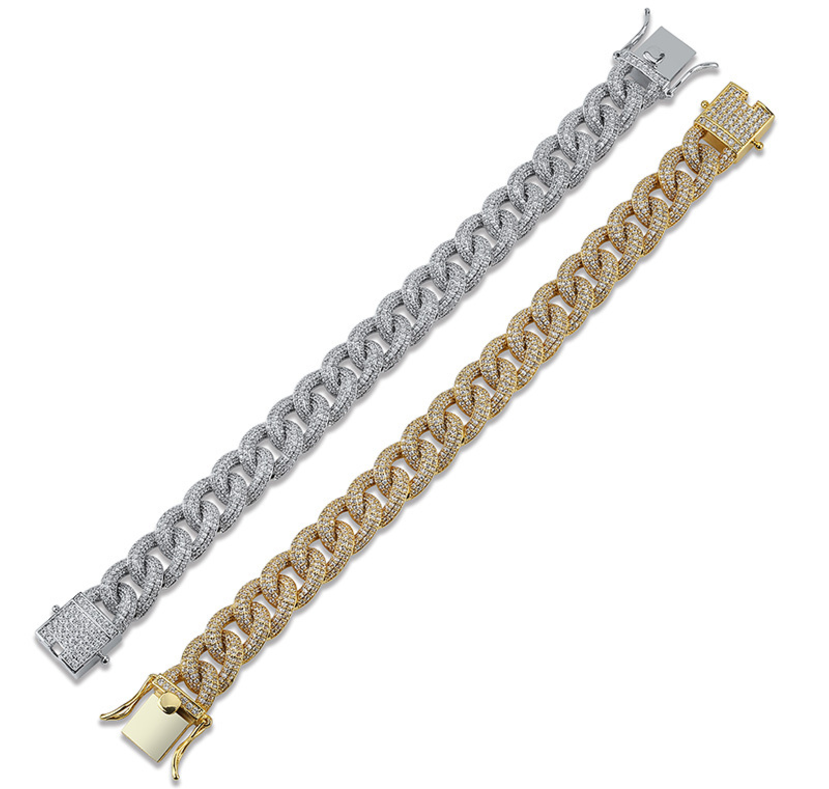 15mm cuban link fully iced micro pave diamond travis scott playboi carti asap rocky ian connor vlone vvs