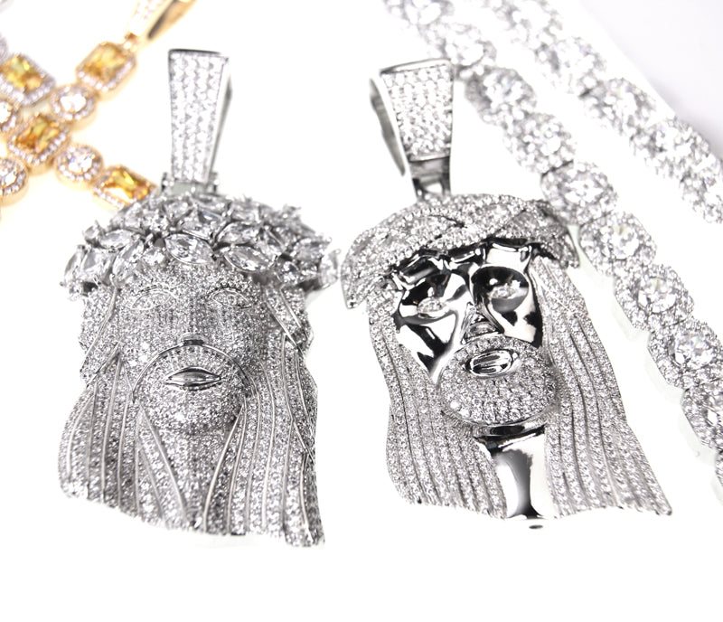 fully iced out standard jesus piece pendant necklace chain ifandco diamond vvs