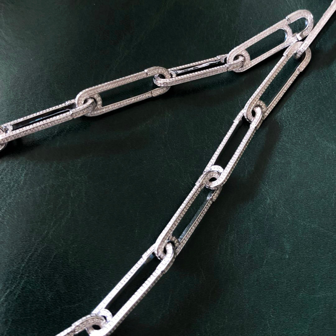 paper clip links jacob &amp; co virgil abloh offwhite alike necklace chain link diamond travis scott silver white gold buy
