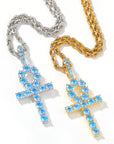 blue topaz Ankh pendant necklace chain diamond tyler the creator asap rocky playboi carti ben baller