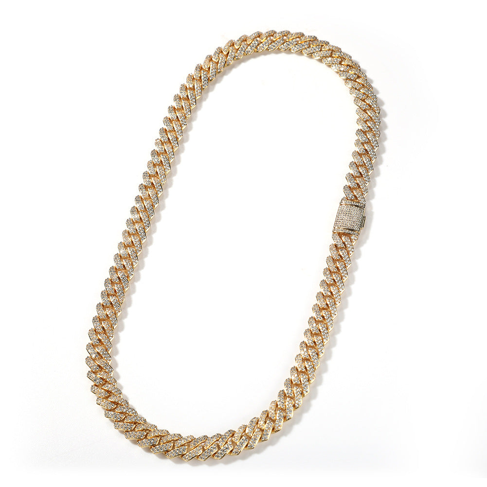 curb cuban link 10mm diamond necklace chain fully iced custom clasp diamond ifandco