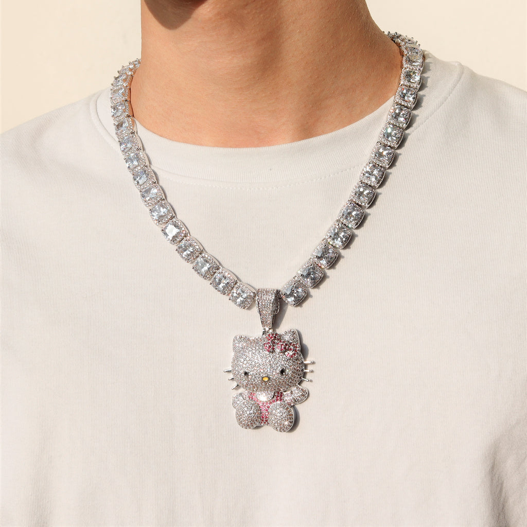 ifnandco custom hello kitty diamond pendant necklace chain iced out ben baller