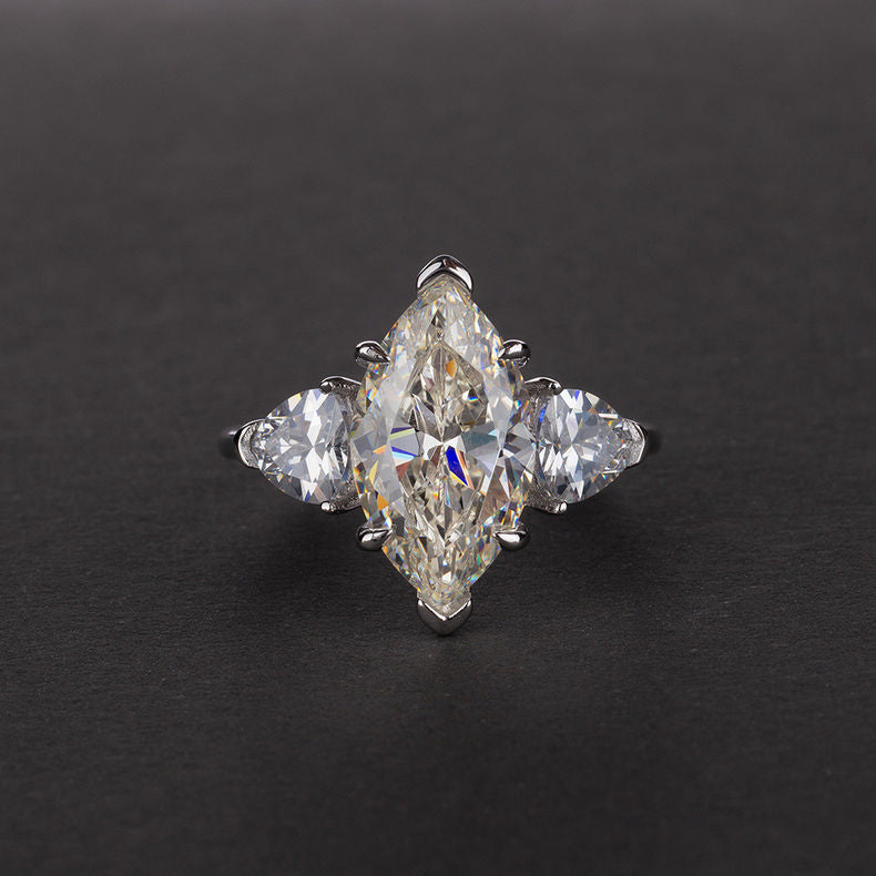 Three Stone Marquise Diamond tourmaline Engagement Rings kylie jenner ring travis scott
