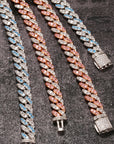 8mm cuban links necklace chain in white and pink diamonds