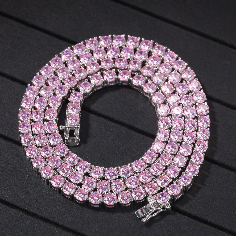 4MM Solitaire Pink Simulated Diamonds Tennis Chain ifandco kylie jenner cardi b shopgld 
