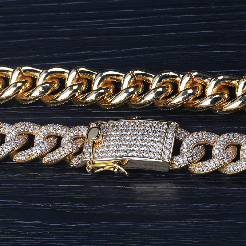 15mm cuban link fully iced micro pave diamond travis scott playboi carti asap rocky ian connor vlone vvs