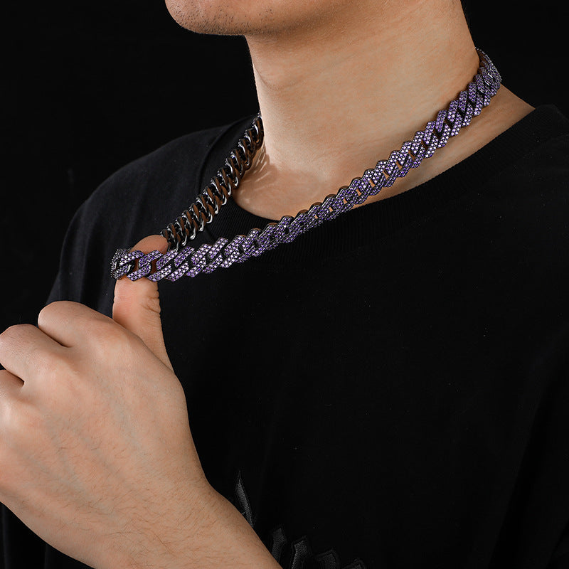 14mm curb cuban link necklace chain two row diamond purple black gold haze trap liluzivert drake travis scott shopgld diamond ifandco icebox jewelry hip hop rappers 