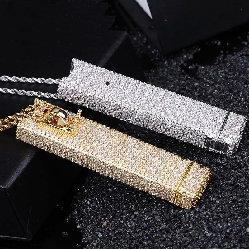 JUUL Vape E-Cig fully iced case Pendant Holder Cover Case diamond shopgld