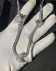 4mm tennis link with fully iced 3 butterflies short diamond necklace choker White Gold kylie jenner kardashians