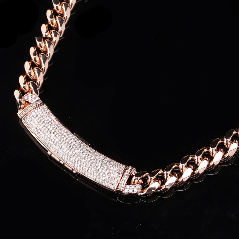 12mm cuban link necklace chain custom curvy clasp fully iced micro pave set diamond ifandco
