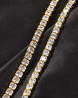 Emerald Cut Diamond Eternity Line Tennis Bracelet in white gold diamonds fine jewelery celebrity jewelers